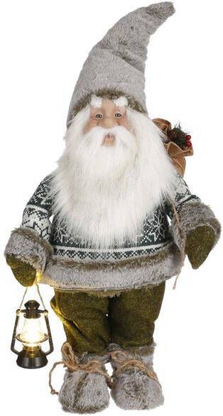 House of Seasons Kerstman Kerstmis Figuur 32x18x62 cm Grijs