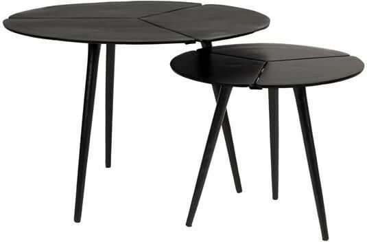 Housecraft living Feliz Lifestyle Kourdeboer Bijzettafel Rond Aluminium Zwart Set van 2 - Foto 2