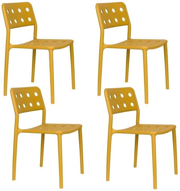 Housecraft Living Serra Tuinstoelen Kunststof Geel Set van 4