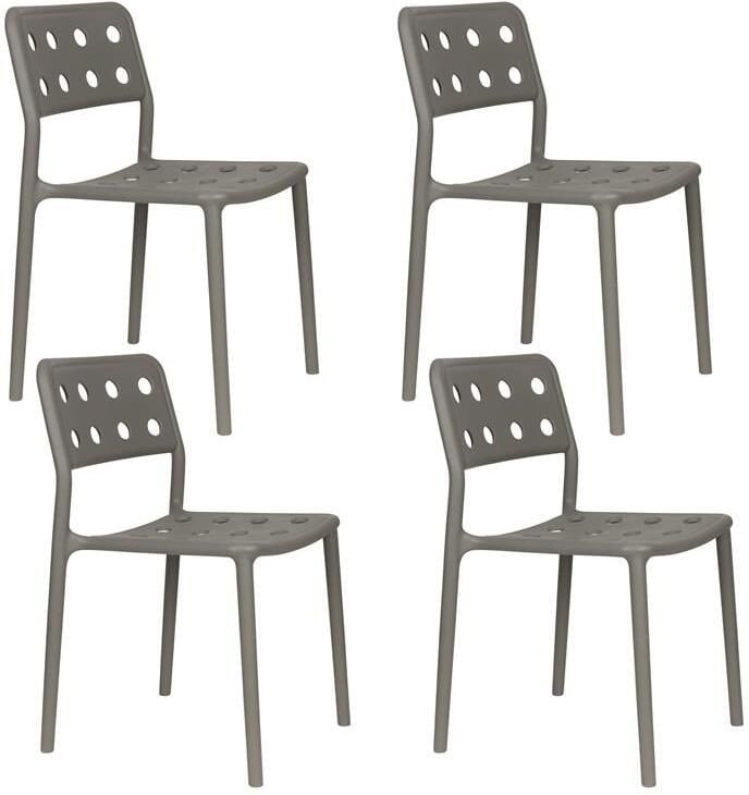 Housecraft Living Serra Tuinstoelen Kunststof Grijs Set van 4