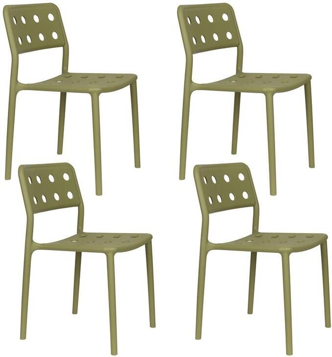 Housecraft Living Serra Tuinstoelen Kunststof Groen Set van 4