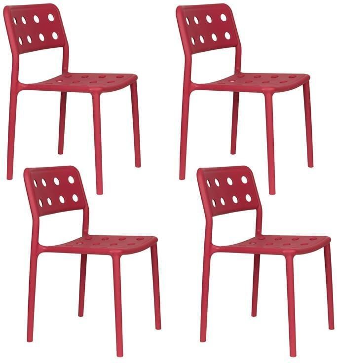 Housecraft Living Serra Tuinstoelen Kunststof Rood Set van 4