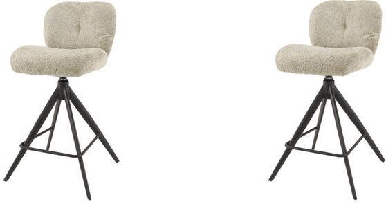 Hoyz Collection Barstoel Comfort Draaibaar. 2 Stuks Boucle Zandkleur - Foto 3