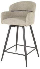 Hoyz Collection Barstoel Draaibaar Boucle Ronde Rug 2 Stuks Boucle Zandkleur - Foto 2
