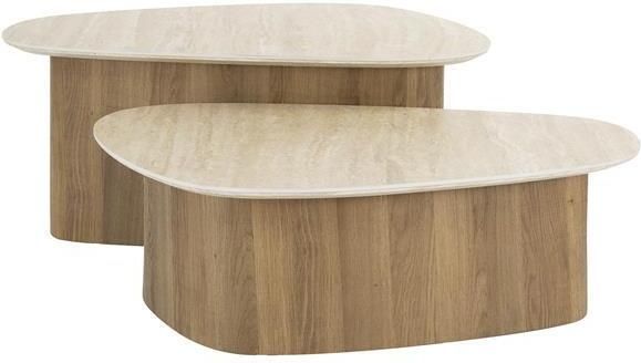 Hoyz Collection Salontafel Romano Driehoekig Keramisch Travertin Set van 2 - Foto 2