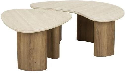 Hoyz Collection Salontafel Romano Organic Travertin look Set van 2 - Foto 2