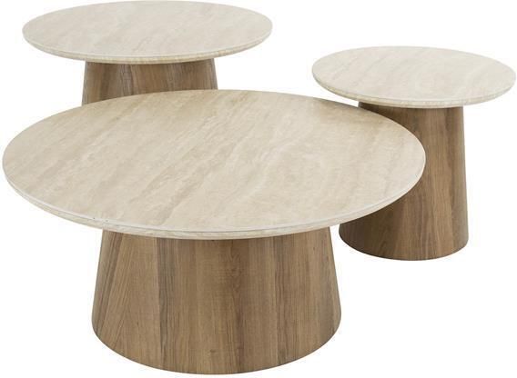 Hoyz Collection Salontafel Romano Tapse Poot Keramisch Travertin Set van 3 - Foto 2