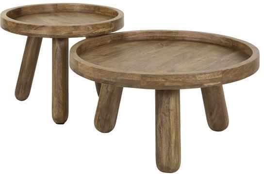 Hoyz Collection Salontafel Tripod Massief Mango Zandkleur Set van 2 - Foto 2