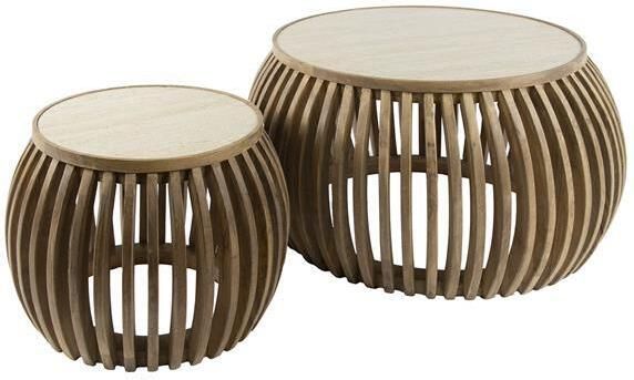 Hoyz Collection Salontafel Set-2 Curve Nuovo Travertin Massief Mango Zandkleur - Foto 2