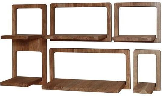 Hoyz Collection Wandschap Curvy Massief Acacia Naturel Set van 5