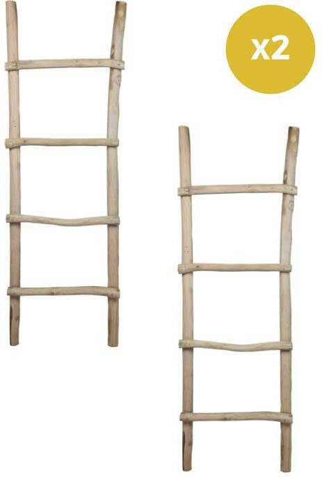 HSM Collection Decoratieve ladder Set van 2 Nautrel Teak