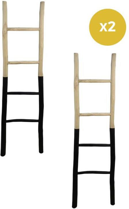 HSM Collection Decoratieve ladders set van 2 45x4x150 Naturel|zwart Teak