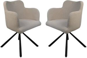 HSM Collection Eetkamerstoel Bella set van 2- 56x60x82 wit zwart Stof metaal