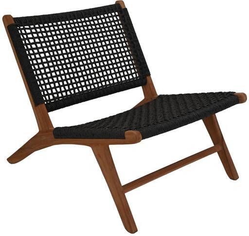 HSM Collection Lounge stoel Rio 65x80x66 zwart naturel Teak bananenblad