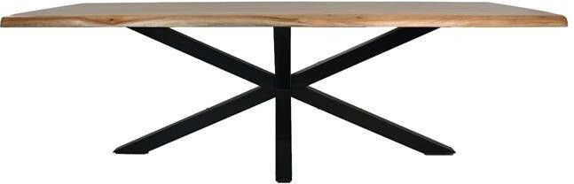 HSM Collection Rechthoekige tafel Soho luxe 200x100x76 Naturel zwart Acacia metaal