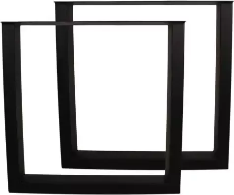 HSM Collection Tafelpoten U-model 72x72 cm gepoedercoat zwart metaal set van 2