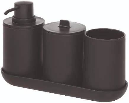 IDesign Badkamer Accessoire Set Kunststof 4 Delig Zwart