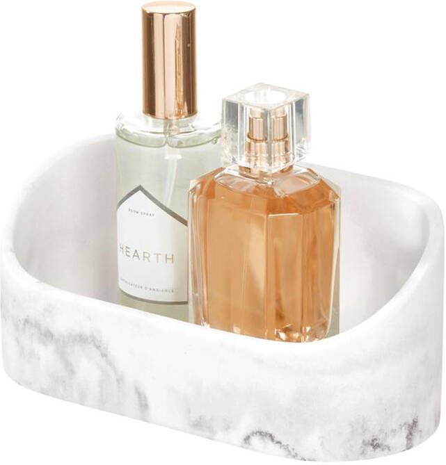 IDesign Badkamer Organizer 20.5 x 9 x 9 cm Kunststof Marmer Patroon iDesi