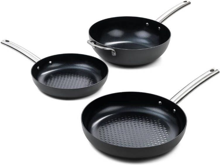 ISENVI Murray combideal 3 delig Koekenpannen en wok RVS