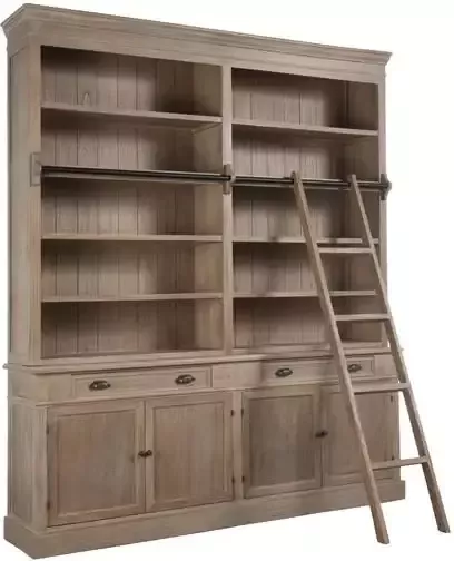 J-Line Bibliotheekkast + Ladder Hout Grey Wash - Foto 2