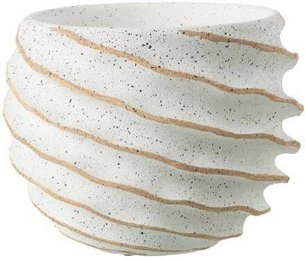 J-Line bloempot Streep keramiek wit|beige large Ø 27 cm