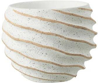 J-Line bloempot Streep keramiek wit|beige medium Ø 20.00 cm