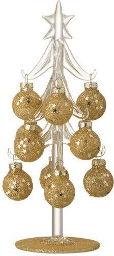 J-Line Kerstboom met ballen Sterretjes glas goud small