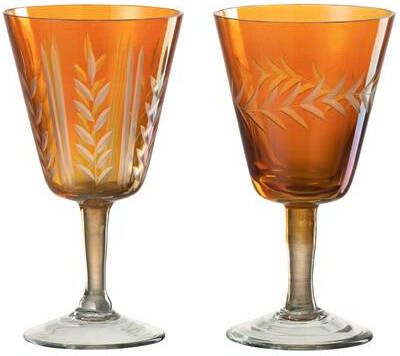 J-Line Voet Verticaal Hal glas drinkglas oranje 2x