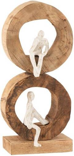 J-Line Figuur 2 Denkers Ringen Mangohout|Aluminium Naturel|Wit