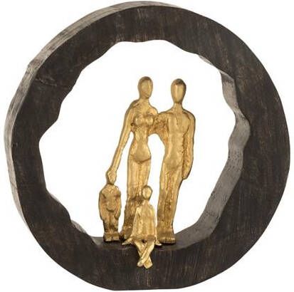 J-Line decoratie Figuur Familie hout|aluminium zwart|goud large