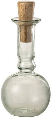 J-Line Rond Lang fles en kurk glas| hout transparant