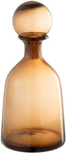 J-Line decoratie Fles + Stop Effen Laag glas bruin small
