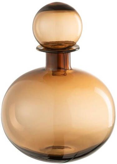 J-Line decoratie Fles + Stop Effen Rond glas bruin