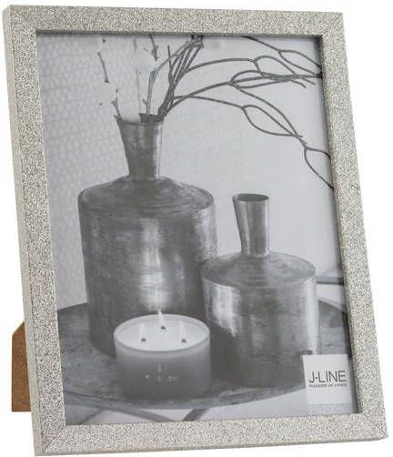 J-Line fotolijst fotokader Glitter hout zilver large 2 stuks