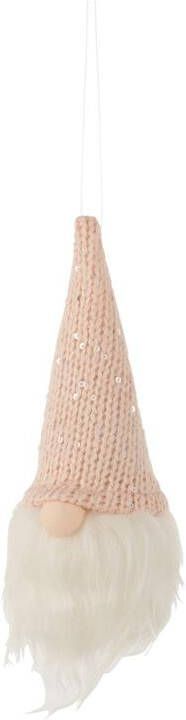 J-Line Kersthanger Kerstman textiel wit| roze 4x
