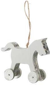 J-Line Kersthanger paard hout wit| zilver 4x