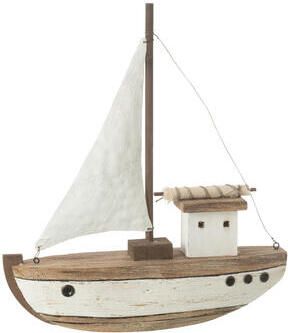J-Line decoratie Boot 1 Zeil hout naturel|wit small