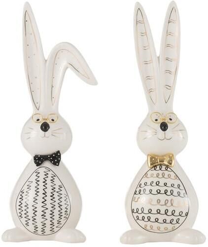 J-Line figuur Konijn Robert keramiek mix large 2 stuks paasdecoratie