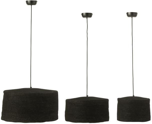 J-Line hanglamp Moonj gras zwart 3 stuks