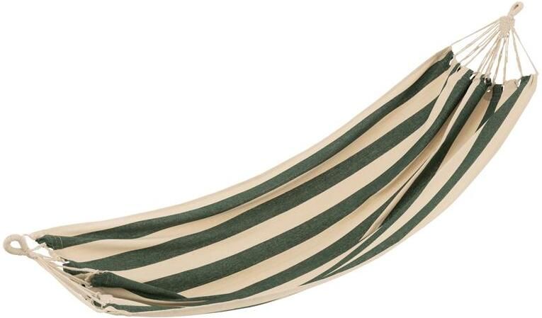 J-Line hangmat Brede Strepen katoen|polyester donkergroen|ecru