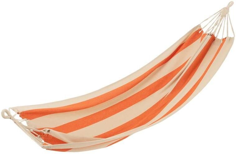 J-Line hangmat Brede Strepen katoen|polyester oranje|ecru