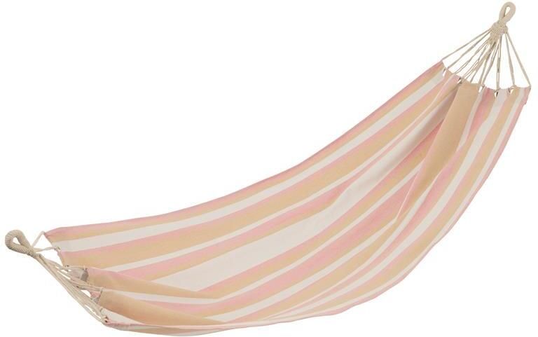 J-Line hangmat Strepen katoen|polyester wit|beige|lichtroze