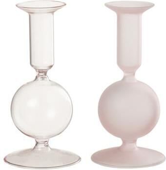 J-Line kaarshouder Bal glas transparant|lichtroze 2 stuks