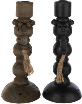 J-Line kaarshouder Louis ijzer zwart|bruin 2 stuks