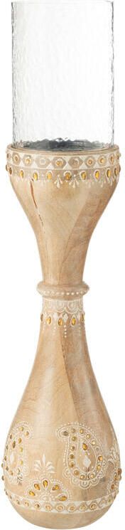 J-Line kandelaar Kralen hout naturel|wit large