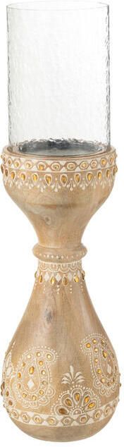 J-Line kandelaar Kralen hout naturel|wit small