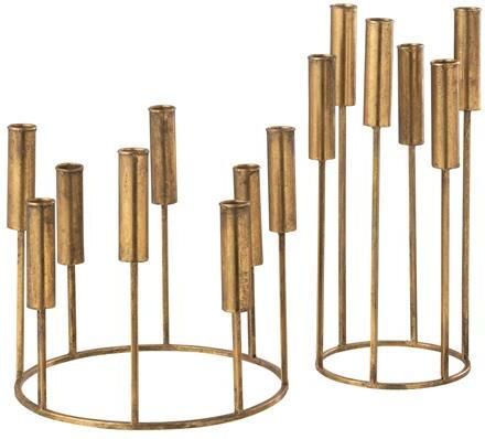 J-Line kandelaar Pierre ijzer goud 2 stuks