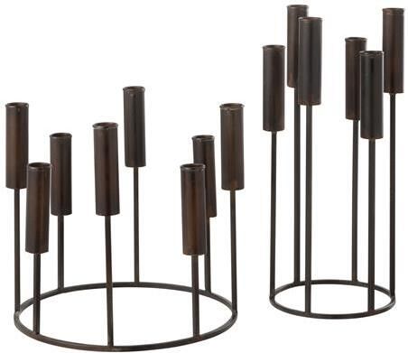 J-Line kandelaar Pierre ijzer zwart 2 stuks