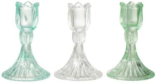 J-Line kandelaar Tulp Koud glas mix 3 stuks