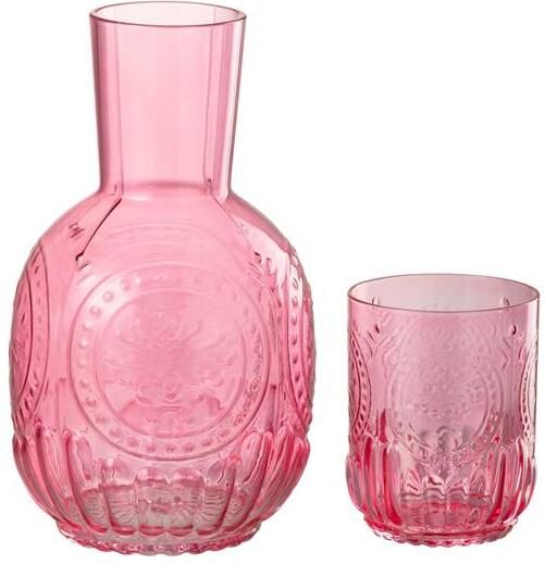 J-Line karaf + glas Maya glas fuchsia